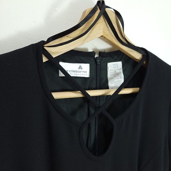 Vintage Liz Claiborne Petit Vignette Black Dress - Picture 1 of 13
